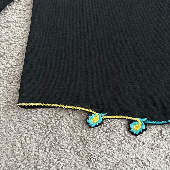 Prima Bella Black Knit Embroidered Beaded Shirt Womens L - Picture 3 of 16